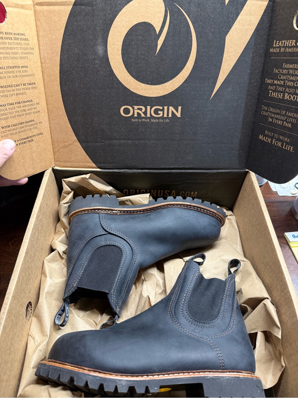 Origins Ironside Dark Gray Chelsea Steel Toe Boot with Big Lug Sole